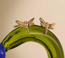 Load image into Gallery viewer, Solid Gold Dragonfly Stud Earrings
