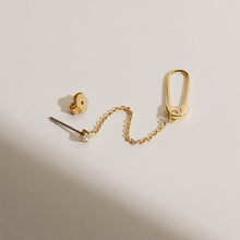 Load image into Gallery viewer, Paper Clip Chain, Double Piercing Earring Gold Safety Pin Earring
