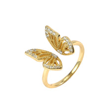 Load image into Gallery viewer, Open ring gold butterfly adjustable ring 
