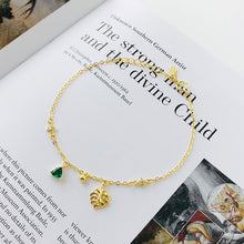 Load image into Gallery viewer, Dainty Gold Emerald Leaf Charm
