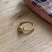 Load image into Gallery viewer, Beaded ball adjustable gold ring 
