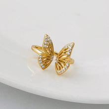 Load image into Gallery viewer, Open ring gold butterfly adjustable ring 
