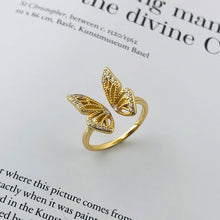 Load image into Gallery viewer, Open ring gold butterfly adjustable ring 
