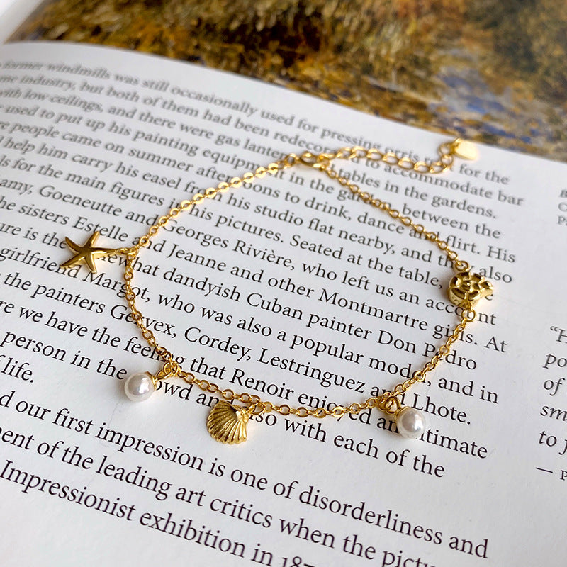 Dainty Gold Charm Beach Bracelet