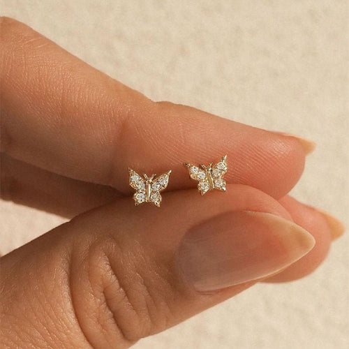 Gold Butterfly Earring Stud