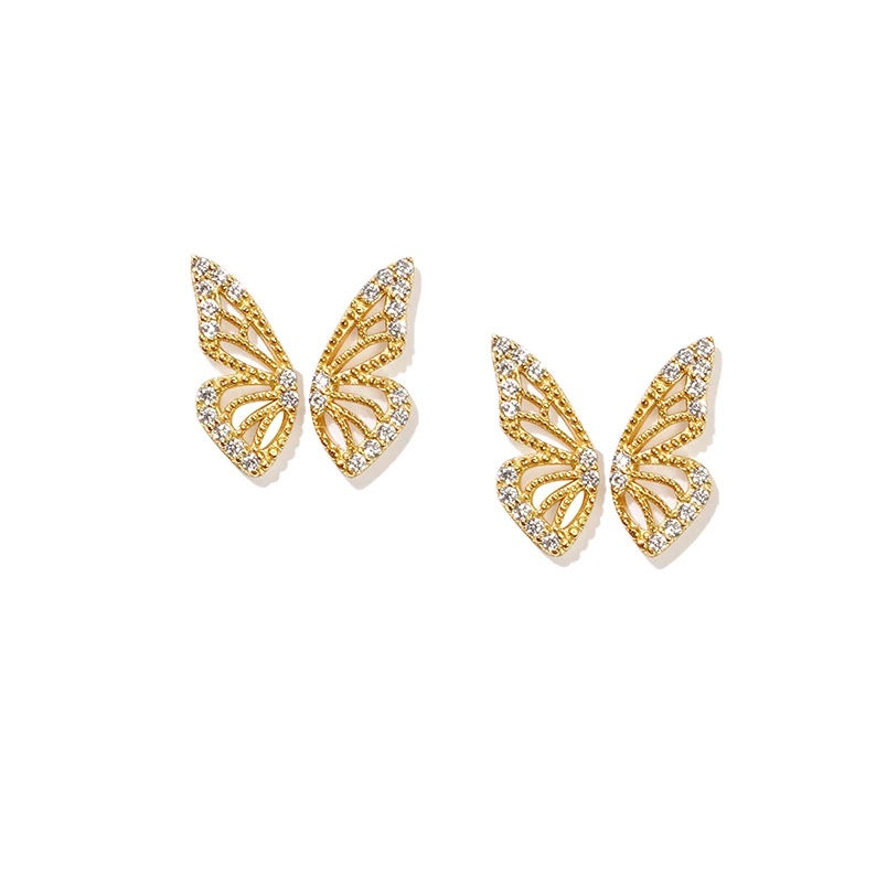 Gold Half Butterfly Wing Stud